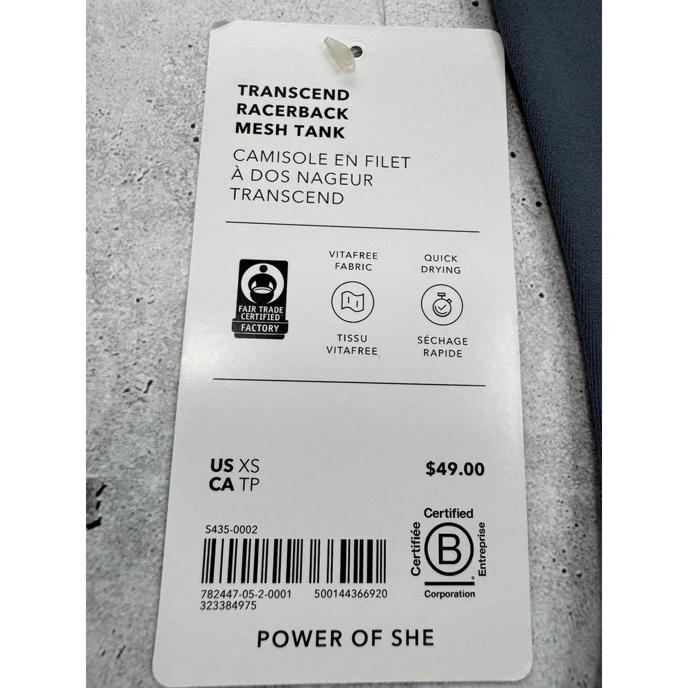 Athleta Transcend Racerback‎ Mesh Tank Slate Blue XS Yoga Workout